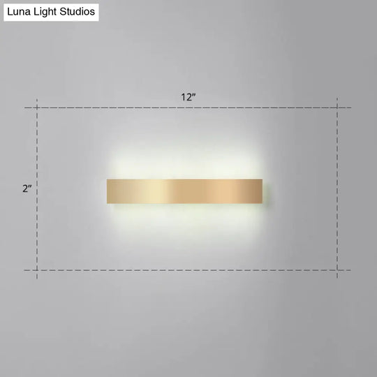 Minimalist Gold Plated Led Wall Sconce For Living Room - Aluminum Bar Shaped Flush Light