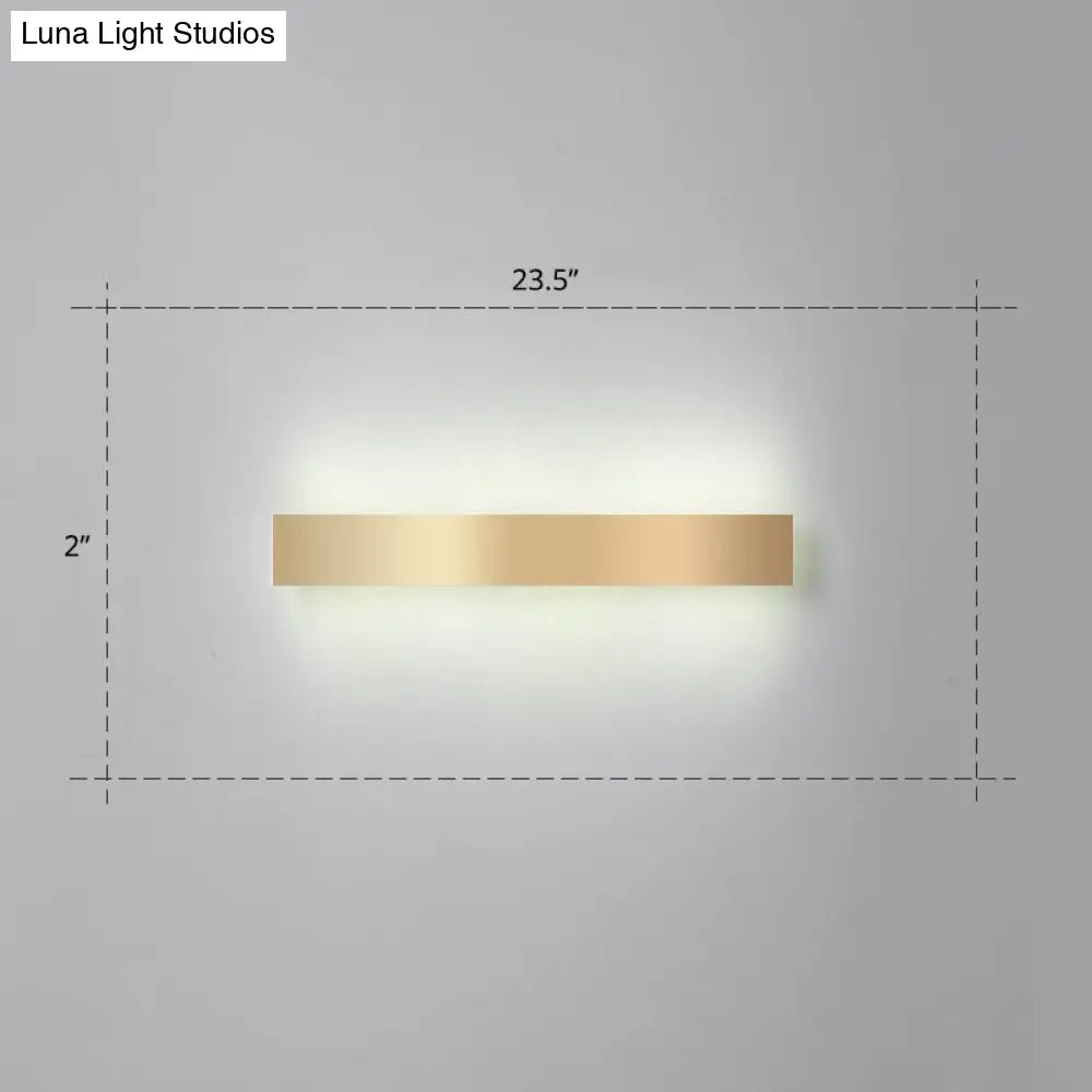 Minimalist Gold Plated Led Wall Sconce For Living Room - Aluminum Bar Shaped Flush Light