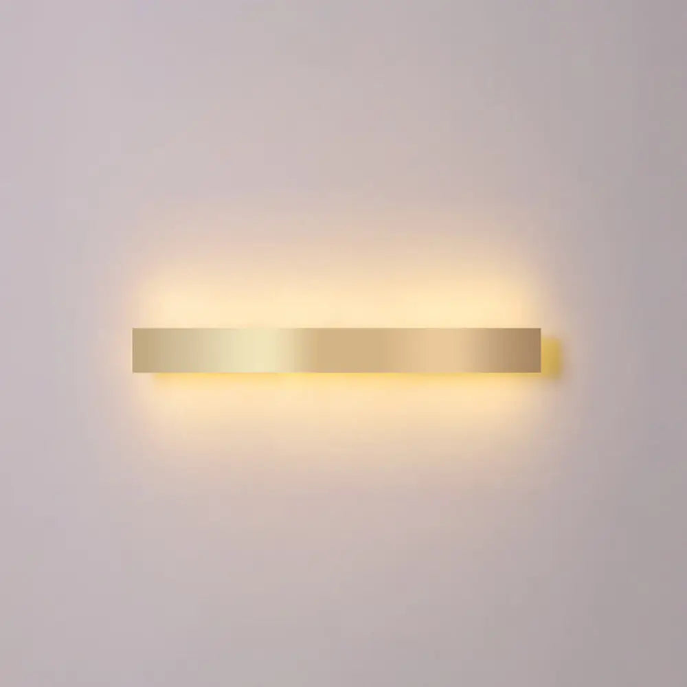 Minimalist Gold Plated Led Wall Sconce For Living Room - Aluminum Bar Shaped Flush Light / 39.5 Warm