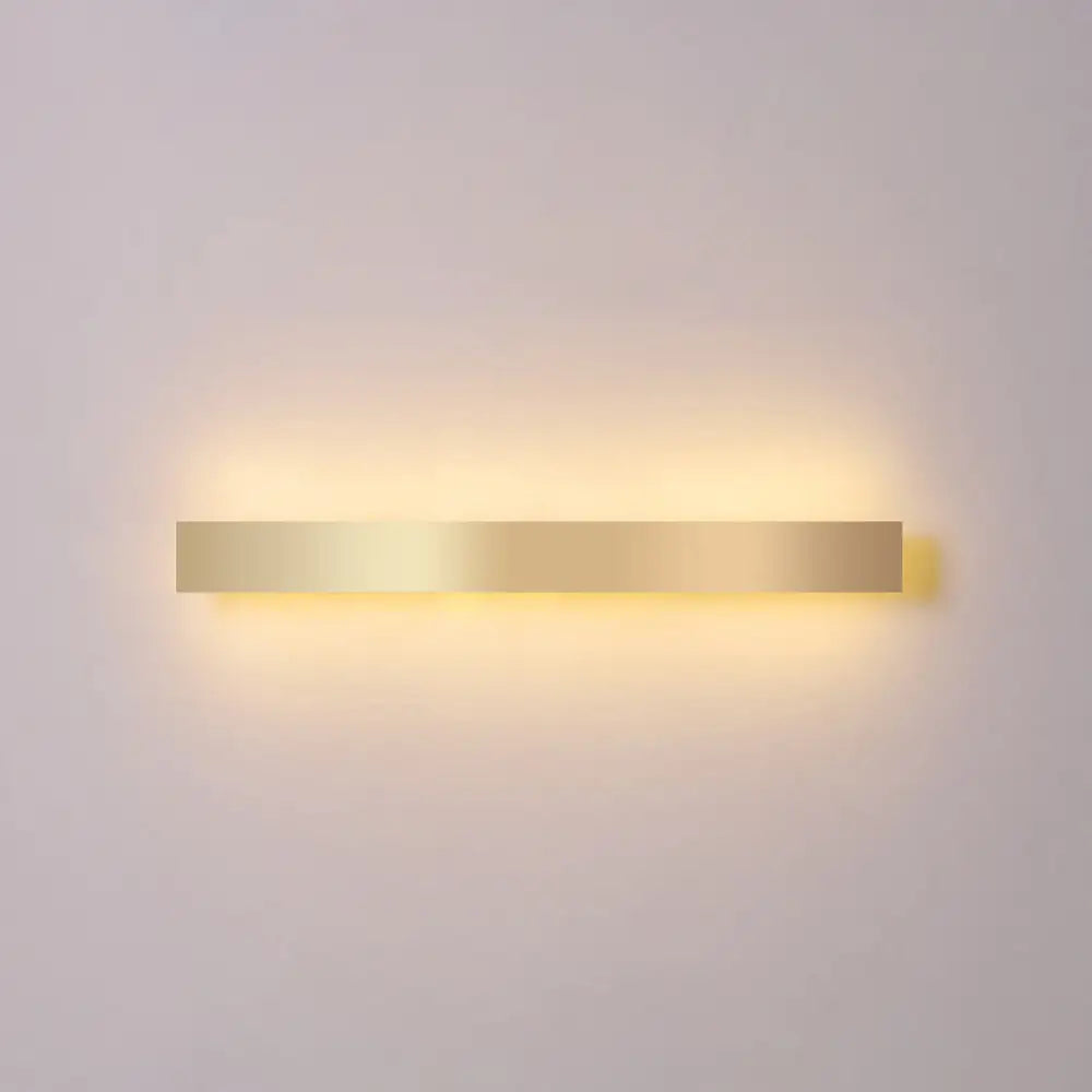 Minimalist Gold Plated Led Wall Sconce For Living Room - Aluminum Bar Shaped Flush Light / 47.5 Warm