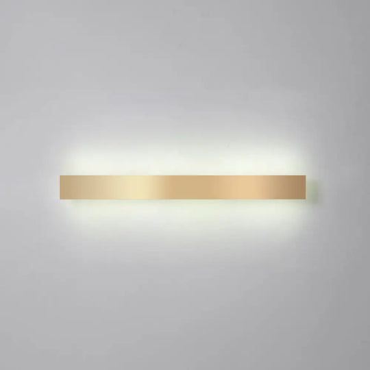 Minimalist Gold Plated Led Wall Sconce For Living Room - Aluminum Bar Shaped Flush Light / 47.5