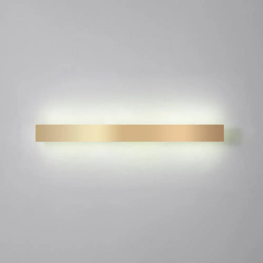 Minimalist Gold Plated Led Wall Sconce For Living Room - Aluminum Bar Shaped Flush Light / 59 White