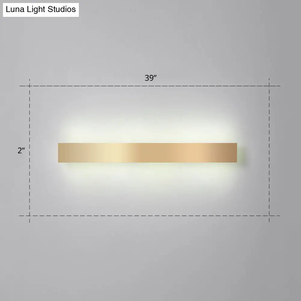 Minimalist Gold Plated Led Wall Sconce For Living Room - Aluminum Bar Shaped Flush Light