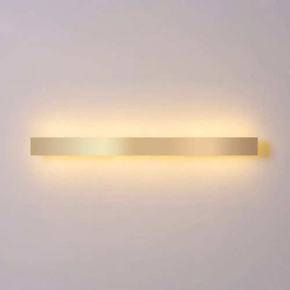 Minimalist Gold Plated Led Wall Sconce For Living Room - Aluminum Bar Shaped Flush Light / 71 Warm