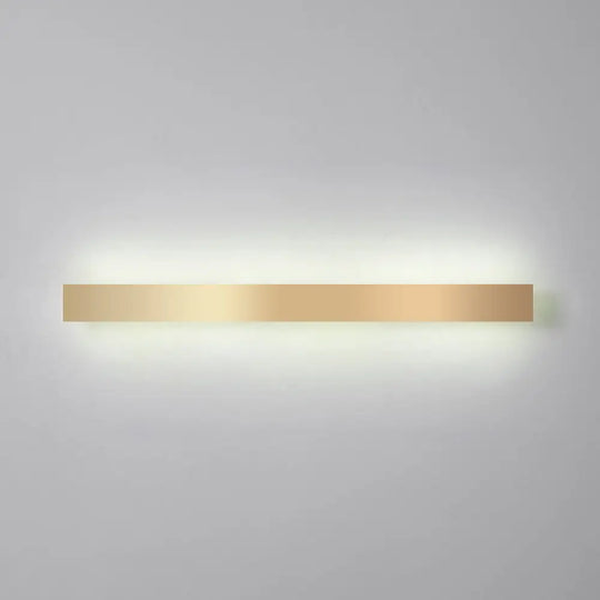 Minimalist Gold Plated Led Wall Sconce For Living Room - Aluminum Bar Shaped Flush Light / 71 White