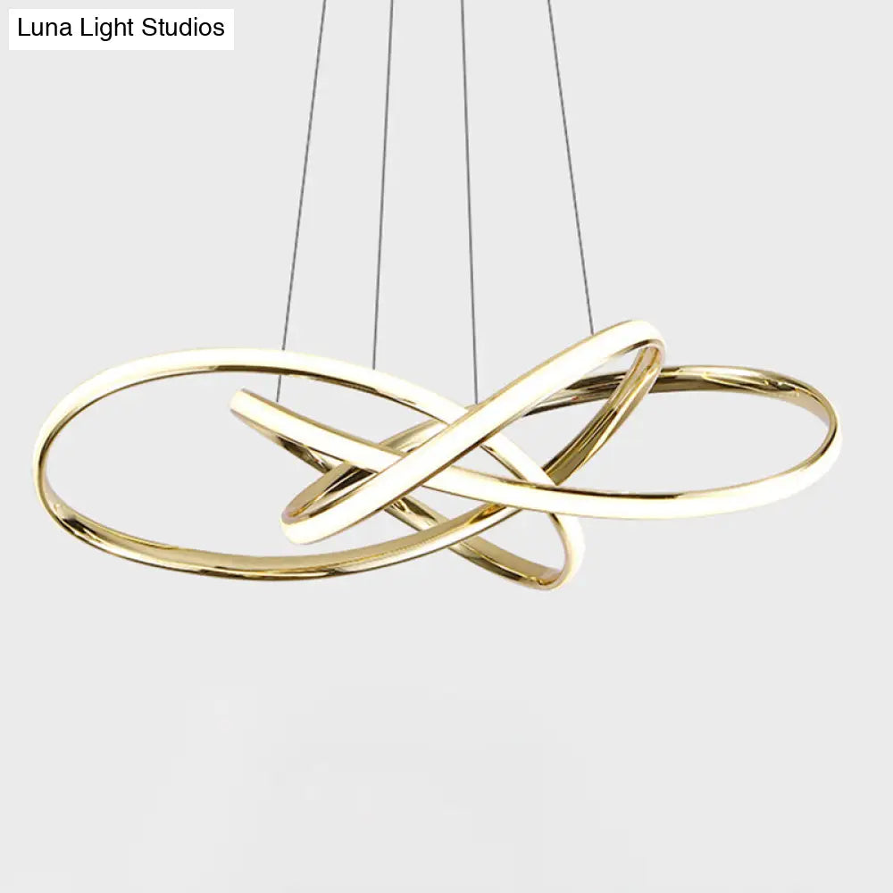 Gold Plated Pendant Chandelier: Minimalistic Metal Led Suspension Light For Restaurants / 23.5 Third