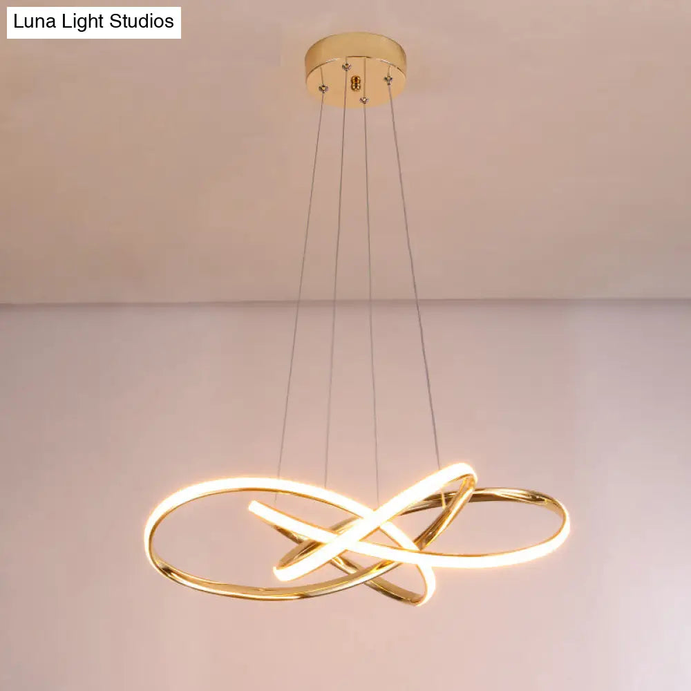 Gold Plated Pendant Chandelier: Minimalistic Metal Led Suspension Light For Restaurants