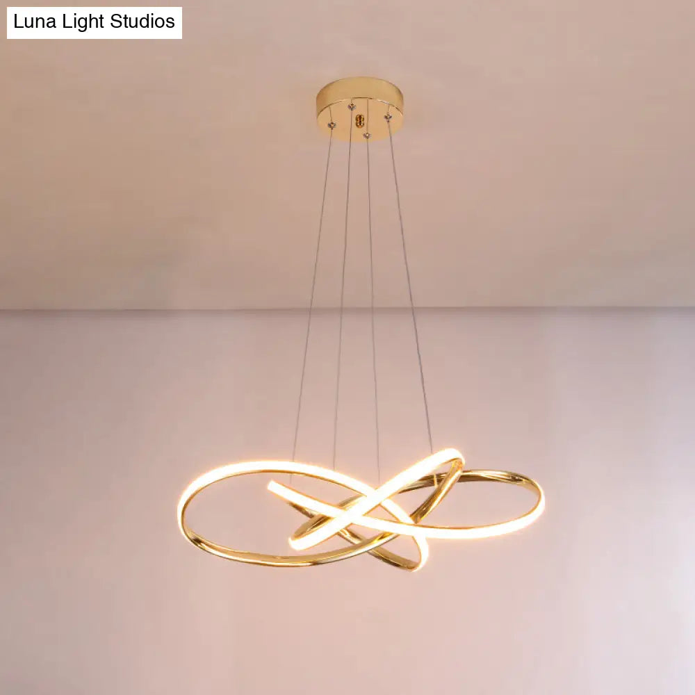 Gold Plated Pendant Chandelier: Minimalistic Metal Led Suspension Light For Restaurants