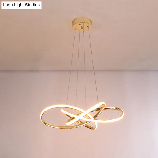 Gold Plated Pendant Chandelier: Minimalistic Metal Led Suspension Light For Restaurants