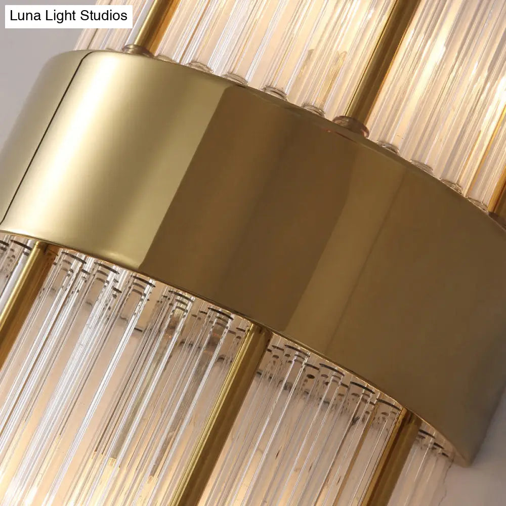 Minimalist Gold Rhombus Wall Sconce With Glass Rod Lighting