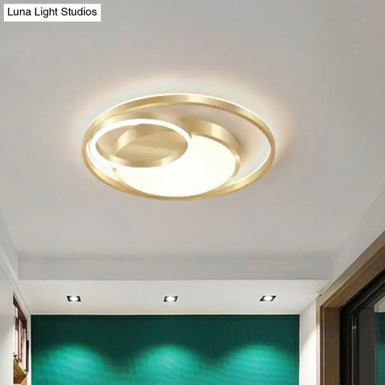 Minimalist Gold Round Metal Led Flush Mount Light For Bedroom Ceiling Lighting