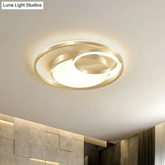 Minimalist Gold Round Metal Led Flush Mount Light For Bedroom Ceiling Lighting