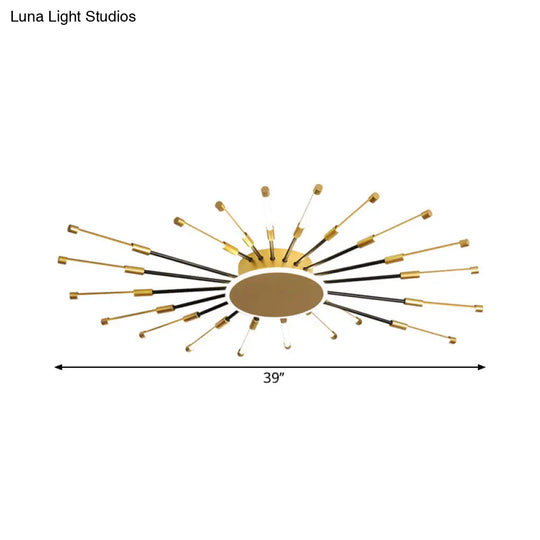 Minimalist Gold Sputnik Semi Mount Led Ceiling Lamp Warm/White Light 23.5/39 Width