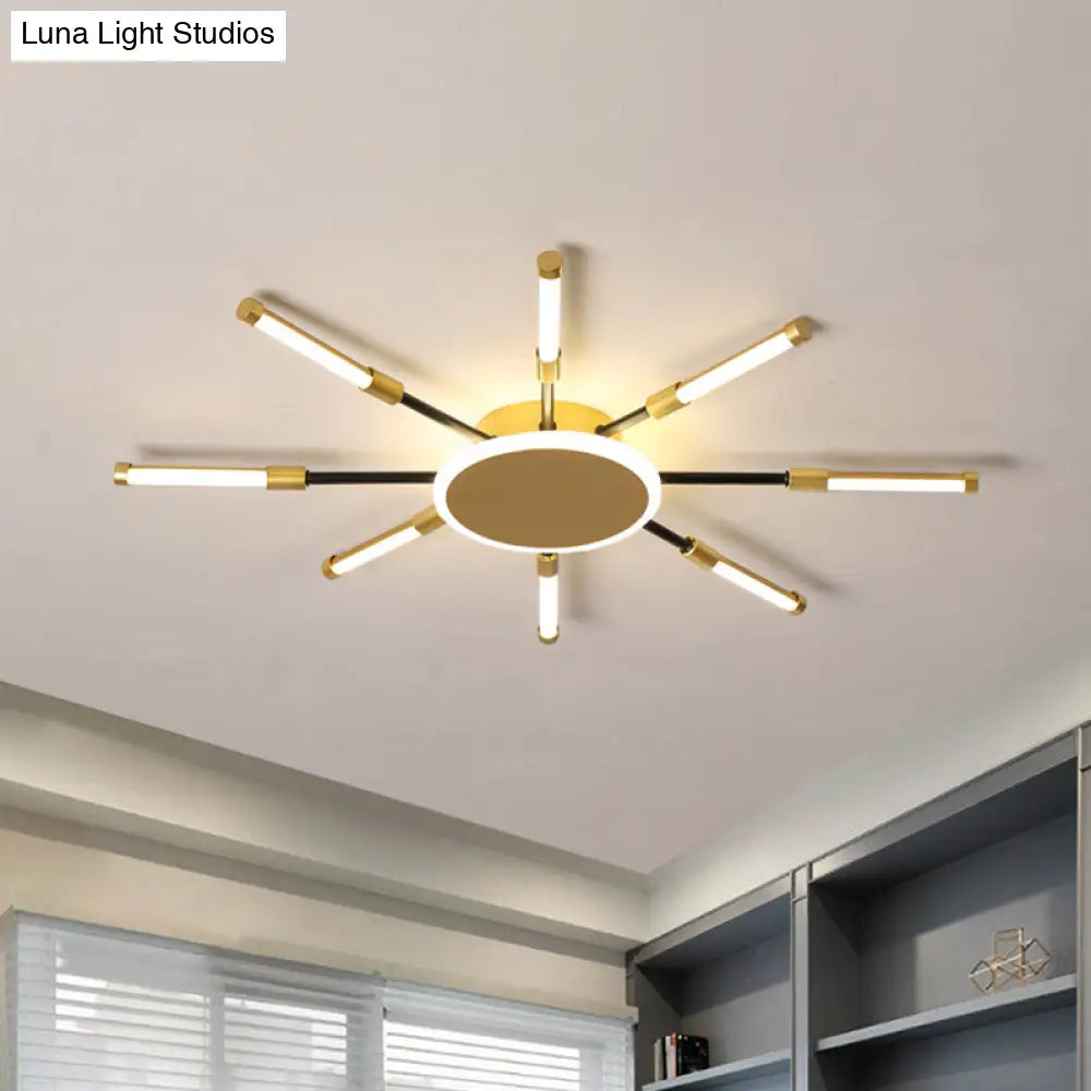 Minimalist Gold Sputnik Semi Mount Led Ceiling Lamp Warm/White Light 23.5/39 Width