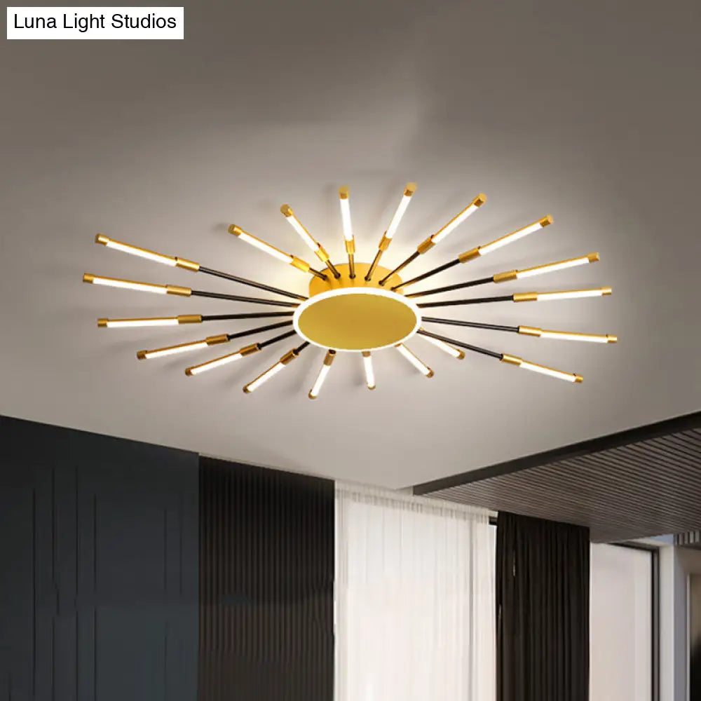 Minimalist Gold Sputnik Semi Mount Led Ceiling Lamp Warm/White Light 23.5/39 Width