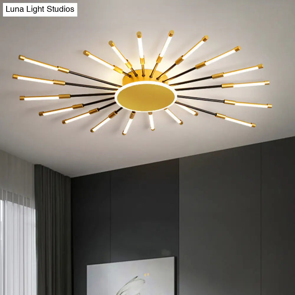 Minimalist Gold Sputnik Semi Mount Led Ceiling Lamp Warm/White Light 23.5/39 Width