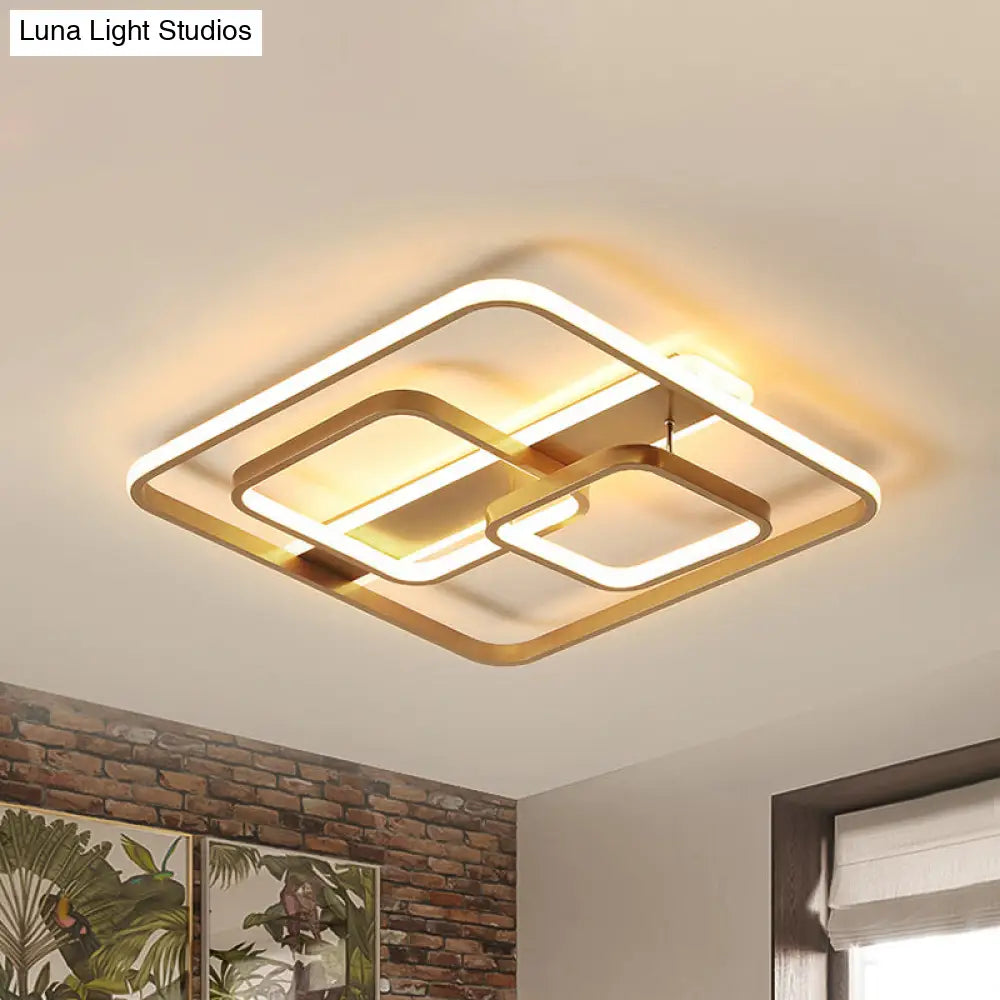 Minimalist Gold Square Ceiling Light Fixture - Acrylic Led Flush Mount For Bedroom Warm/White