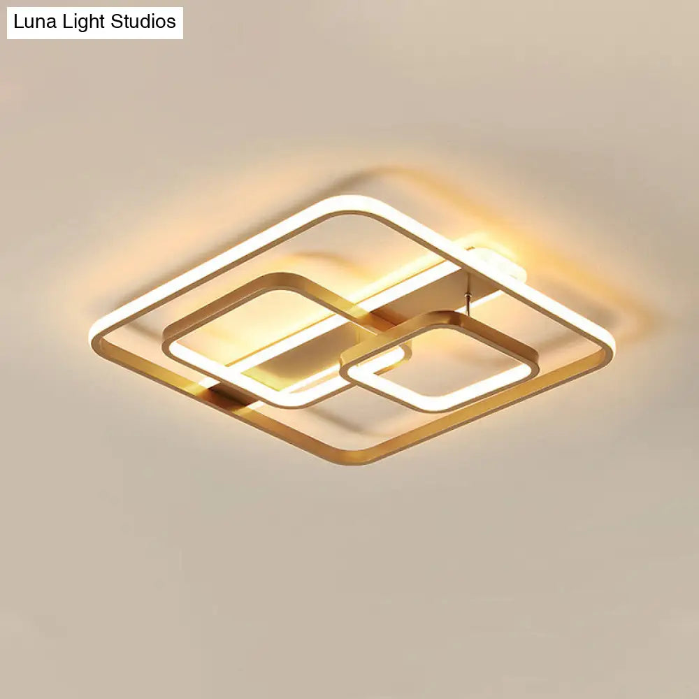 Minimalist Gold Square Ceiling Light Fixture - Acrylic Led Flush Mount For Bedroom Warm/White