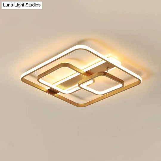 Minimalist Gold Square Ceiling Light Fixture - Acrylic Led Flush Mount For Bedroom Warm/White