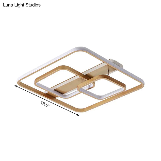 Minimalist Gold Square Ceiling Light Fixture - Acrylic Led Flush Mount For Bedroom Warm/White