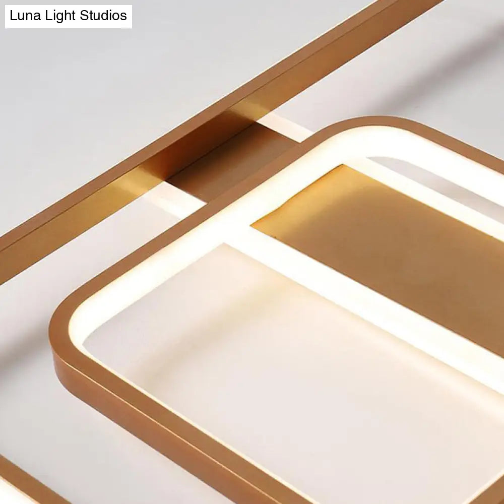 Minimalist Gold Square Ceiling Light Fixture - Acrylic Led Flush Mount For Bedroom Warm/White