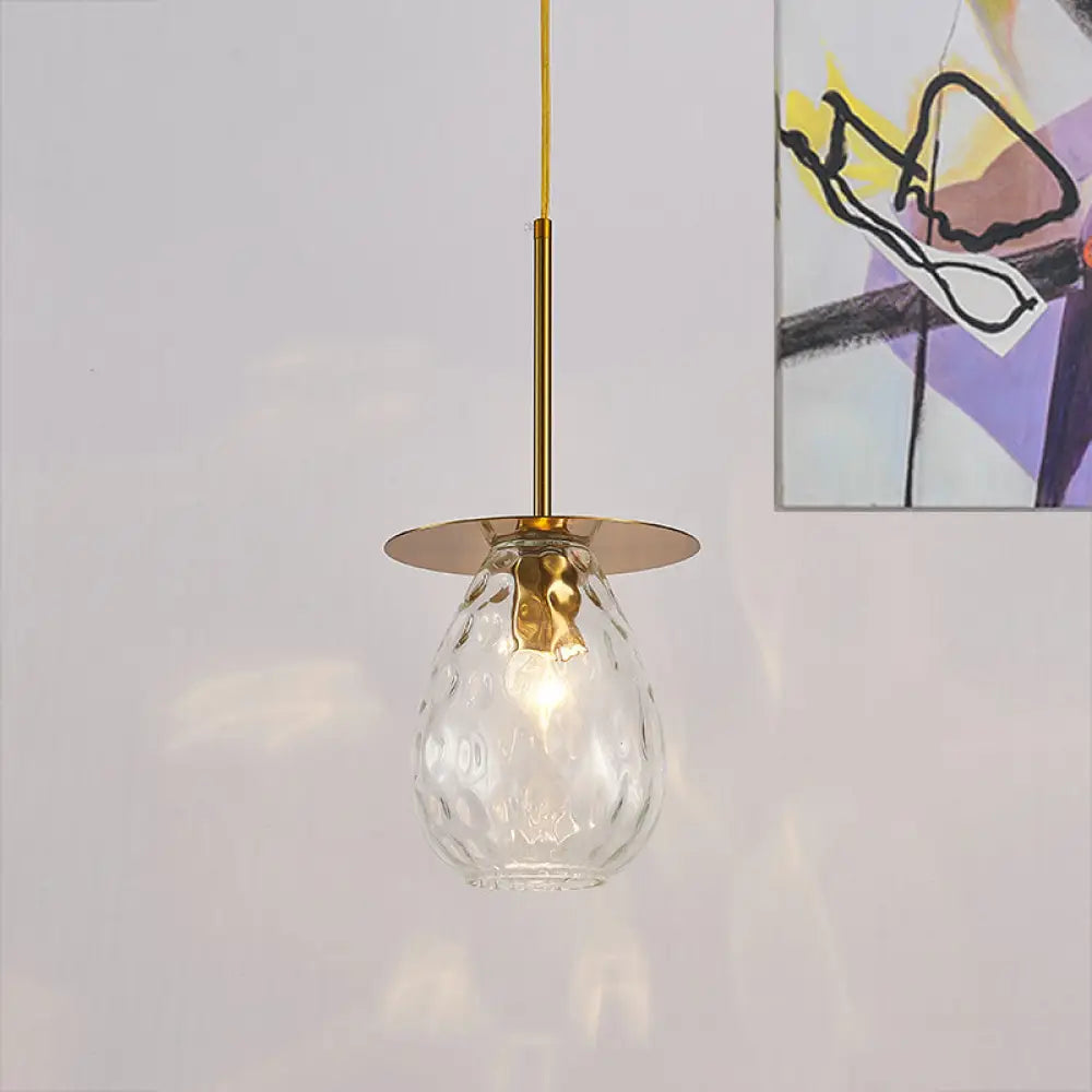 Minimalist Gold Teardrop Glass Suspension Lamp - Perfect For Restaurants