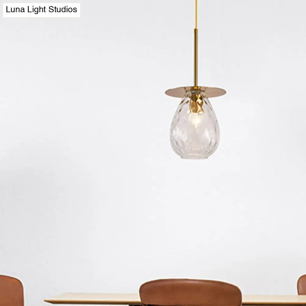 Minimalist Gold Teardrop Glass Suspension Lamp - Perfect For Restaurants