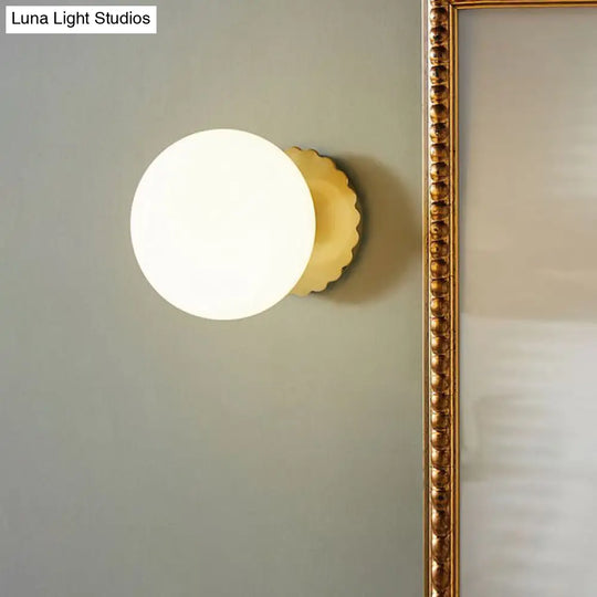 Minimalist Gold Wall Lamp With Glass Orb Shade - Perfect For Living Room