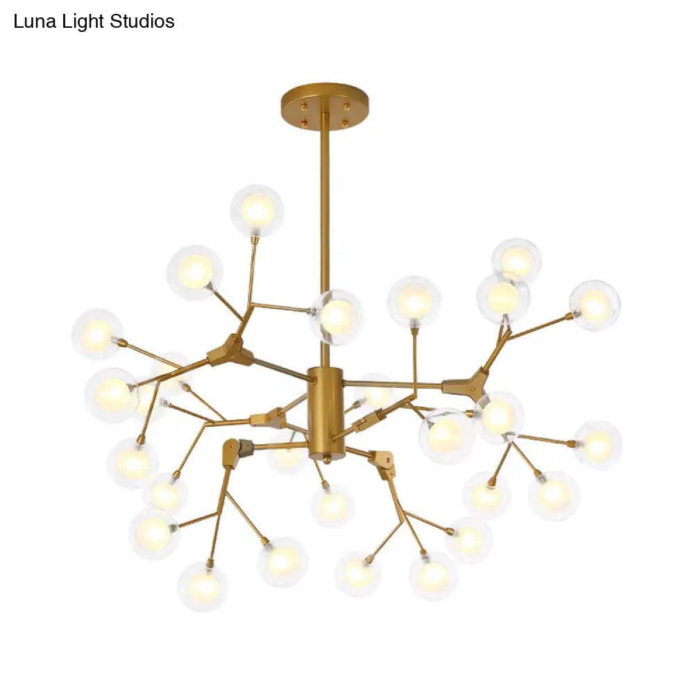 Minimalist Gold Wireframe Pendant Light For Living Room - Branch-Like Chandelier