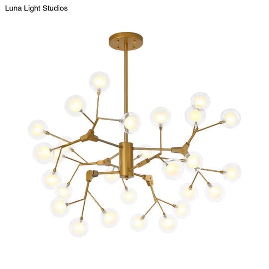 Minimalist Gold Wireframe Pendant Light For Living Room - Branch-Like Chandelier