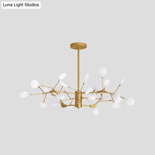 Minimalist Gold Wireframe Chandelier: Branch-Like Metal Pendant Light For Living Room