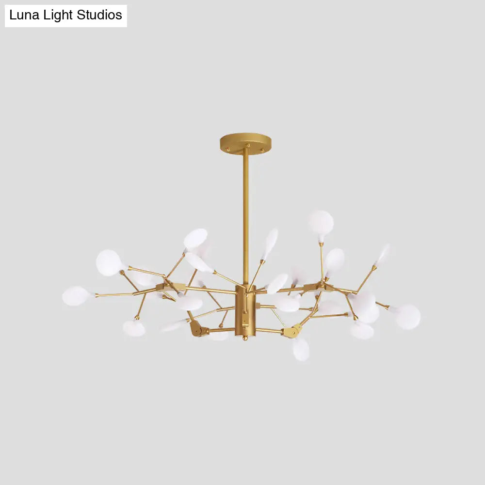 Minimalist Gold Wireframe Pendant Light For Living Room - Branch-Like Chandelier