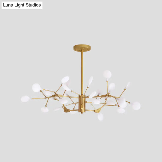 Minimalist Gold Wireframe Pendant Light For Living Room - Branch-Like Chandelier