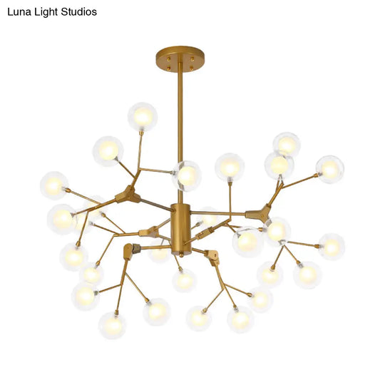 Minimalist Gold Wireframe Chandelier: Branch-Like Metal Pendant Light For Living Room