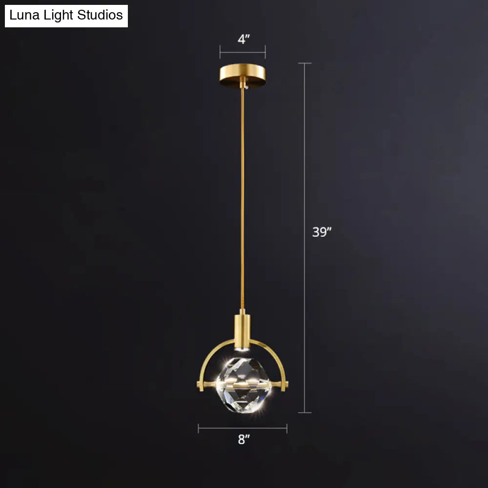 Beveled K9 Crystal Ball Led Hanging Lamp - Minimalist Golden Suspension Light For Bedrooms Gold /