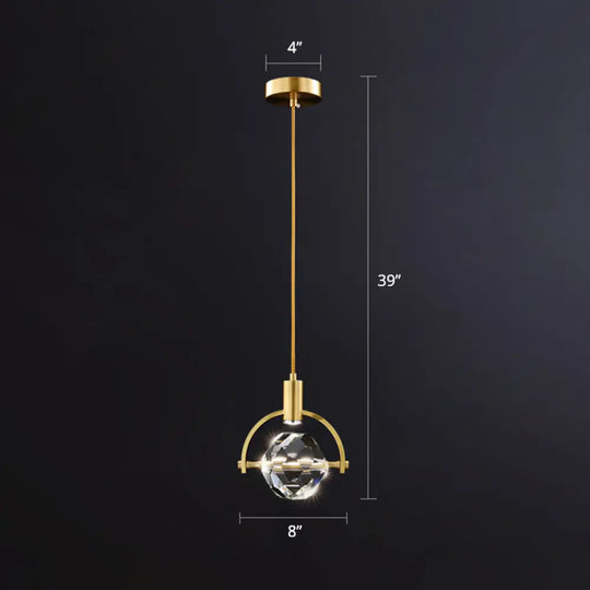 Minimalist Golden Crystal Ball Led Suspension Light For Bedroom - Beveled K9 Hanging Lamp Gold /