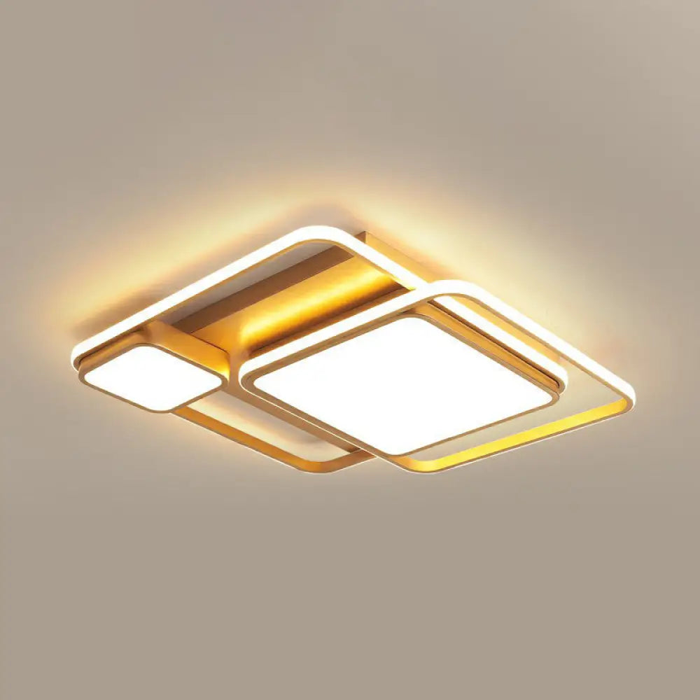 Minimalist Golden Led Flush Mount Ceiling Light With Acrylic Square Design Gold / 21’ Remote