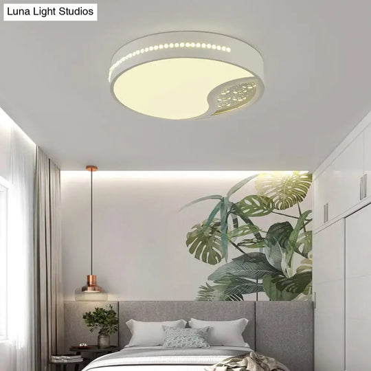 Minimalist Gray Drum Acrylic Led Ceiling Light For Bedroom - Flush Mount 19.5/31 Wide