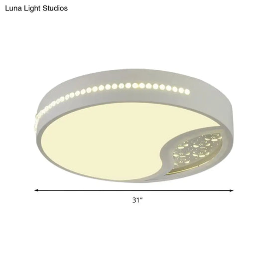 Minimalist Gray Drum Acrylic Led Ceiling Light For Bedroom - Flush Mount 19.5/31 Wide