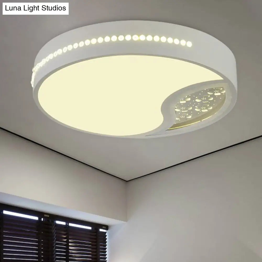 Minimalist Gray Drum Acrylic Led Ceiling Light For Bedroom - Flush Mount 19.5’/31’ Wide