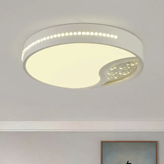 Minimalist Gray Drum Acrylic Led Ceiling Light For Bedroom - Flush Mount 19.5’/31’ Wide White /