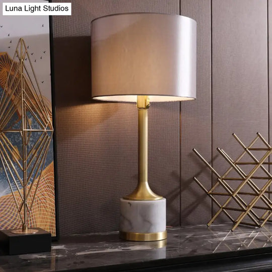 Minimalist Grey Fabric Table Lamp With Cylindrical Design - Perfect For Living Room Nightstands