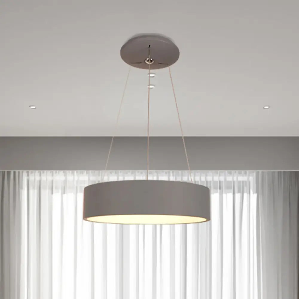 Minimalist Grey Led Pendant Lamp - Aluminum Ceiling Light For Dining Table