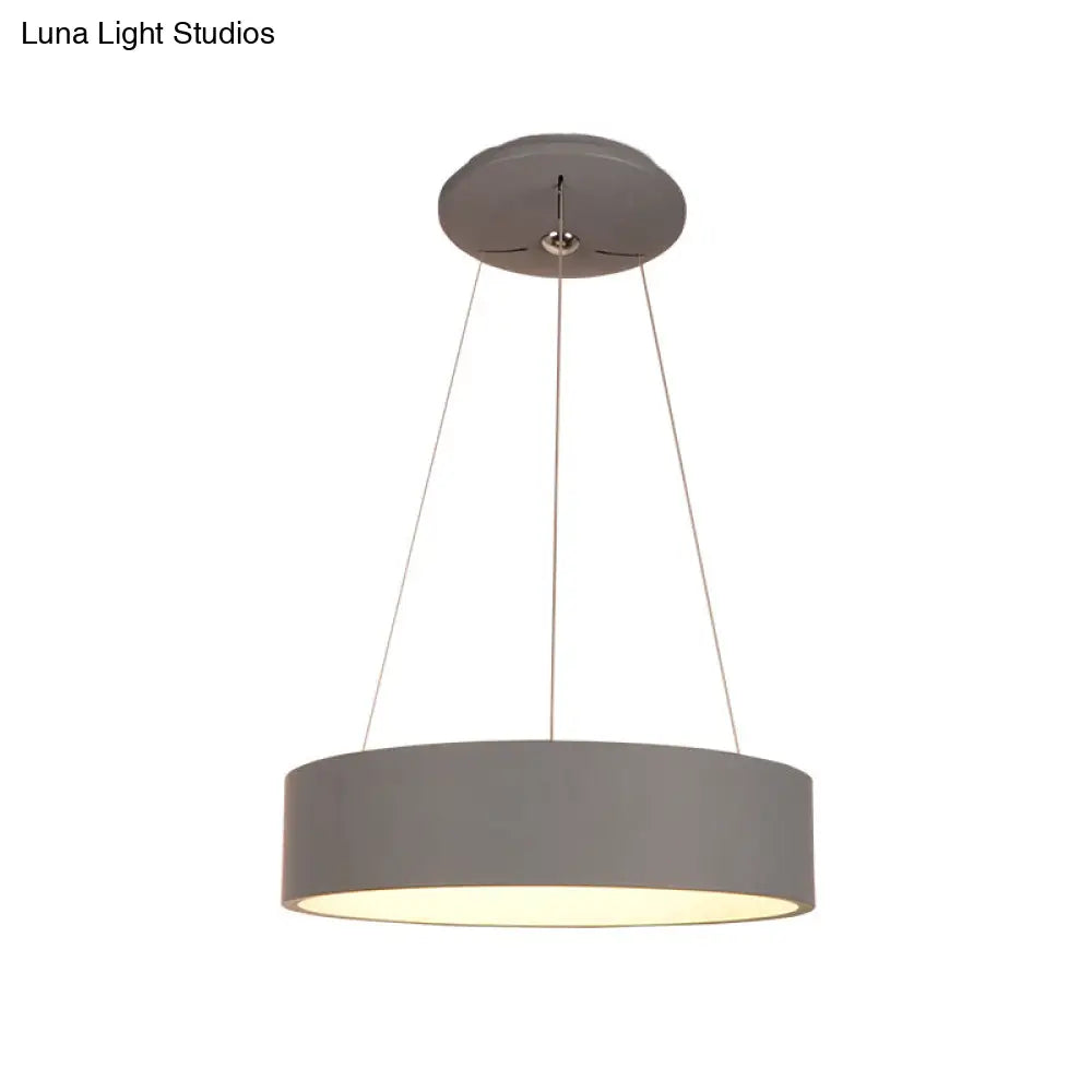 Minimalist Grey Led Pendant Lamp - Aluminum Ceiling Light For Dining Table