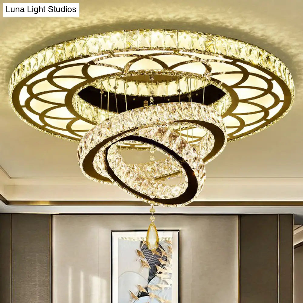 Minimalist Halo Ring Crystal Ceiling Mounted Light For Dining Room