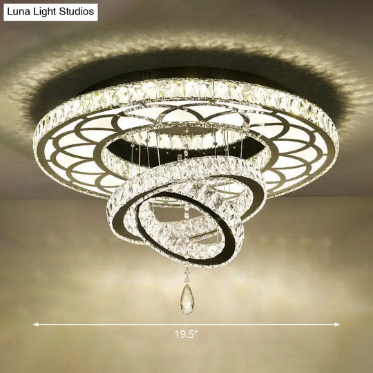 Minimalist Halo Ring Crystal Ceiling Mounted Light For Dining Room Clear / 19.5 Round