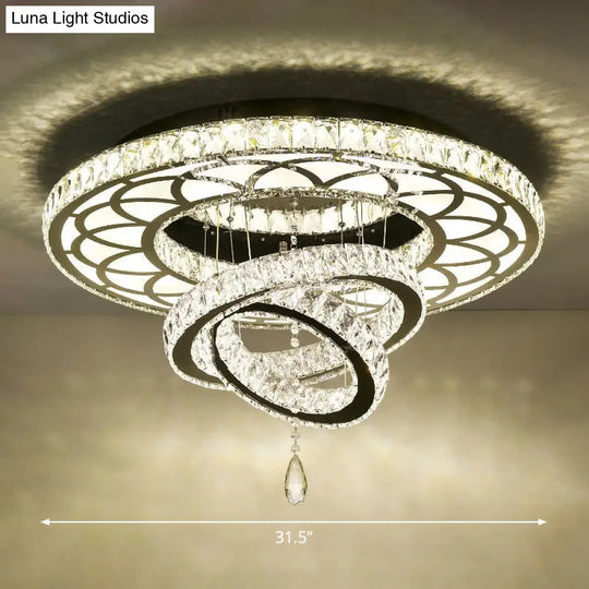 Minimalist Halo Ring Crystal Ceiling Mounted Light For Dining Room Clear / 31.5 Round