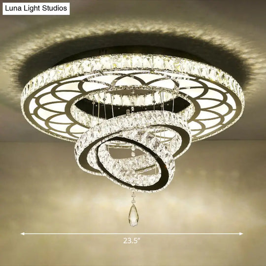 Minimalist Halo Ring Crystal Ceiling Mounted Light For Dining Room Clear / 23.5 Round