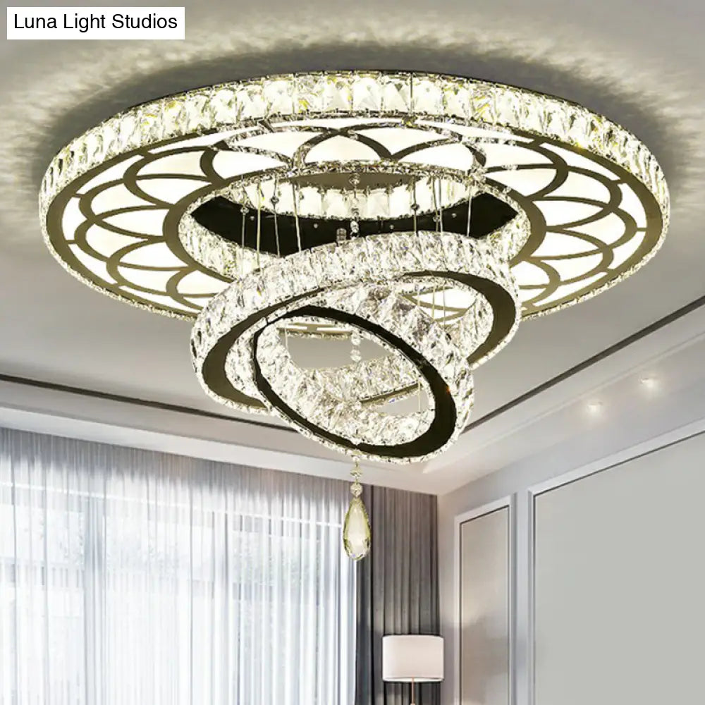 Minimalist Halo Ring Crystal Ceiling Mounted Light For Dining Room