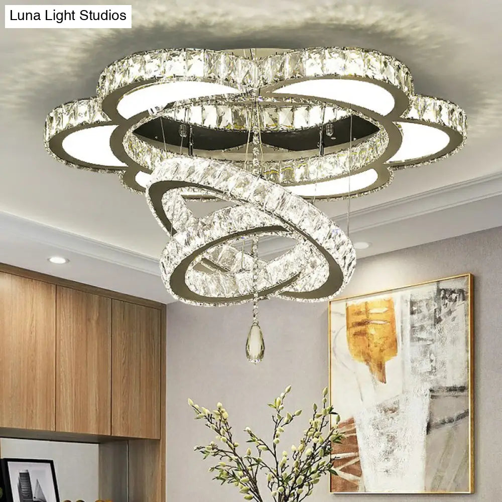 Minimalist Halo Ring Crystal Ceiling Mounted Light For Dining Room